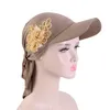 Gorras de bolas Capas de pico suave Sun sombreros Scarf Muslim Hijab Scarf Béisbol Béisbol Turbano Girlas Giras Glitter Flower Fashion Fashion