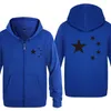 Men's Hoodies Five Star Chinese Flag Men Fashion Long Sleeve Fleece Zipper Jackets Cardigans Hooded Sweatshirts Coat