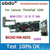 Motherboard X260 Mainboard For Lenovo ThinkPad X260 Laptop Motherboard With I3/I5/I7 6th CPU .BX260 NMA531 Mainboard 100% Fully Test