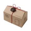 Husformade Kraft Paper Gift Boxes White Brown Candy Cracker Goodies Cake Package Box Christmas Party Decorations Suppiles
