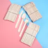 50pcs/150pcs Disposable Wooden Cutlery Forks/Spoons/Cutters Knives Party Supplies Kitchen Utensil Dessert Tableware Packing 16cm