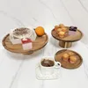 Nouveau 6,5 / 8.5 / 10/11 pouce assiette en bois massif Assiettes de fruits pour la maison Supplies de cuisine Assiettes de support à gâteau de dessert pour le plateau de rangement alimentaire