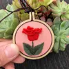 Kits de broderie pour les débutants fleurs plantes vertes rond coudre kit artisanat diy mini pendentif tissu filetages matériaux d'outils