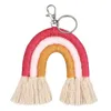 Weaving Rainbow Keychains for Women Tassel Macrame Keyrings Key Holder Jewelry259U