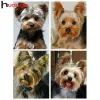 Huacan Dog Diamond Painting Animal Cross Cross Wall Adesivi per trapano completo Mosaico Yorkshire Terrier Diamond Art