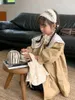 Jackets Kids for Girls Boutique 2024 Autumn Korean Trench Coat Single Basted Color Solid Collo Lace Collar Casual All-Match