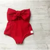 Emmababy Baby Baby Girl Vêtements de l'épaule Ruffles Bodys solides Bodys Bowknot Tenues de Sunsid