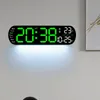 Large Digital LED Wall Clock with Atmosphere Light Color Changing Electronic Alarm Clock Temperature/Date/ Week Display