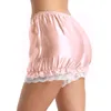 Tiaobug Women Girls Lace Hem Hem Lingerie Shiny Pumpkin Bloomers Lolita Shorts Knickers Sicurezza Pantaloni corti Sleep abbiglia