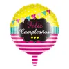 5pcs 18インチラウンドシェイプスペインのお誕生日おめでとうホイルバルーンフェリズカンプルーナスヘリウムグローブスベビーシャワーバースデーパーティー装飾おもちゃ