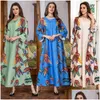 Roupas étnicas mulheres arabi Dubai Robe Moda impressa contas de diamante elegante vestidos de noite muçulmana Ramadã Estilo do Oriente Médio P dhpzv