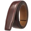 High Quality 3.0-3.1cm Width No Holes Cowhide Leather Belt Without Automatic Buckle Luxury Brand Mens Ratchet Belts Black Brown 240322