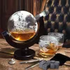 850 ml de whisky carnet globe avec carafe sans plomb exquise en bois et 2 verres de whisky