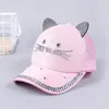 Unisex Beyzbol Kapağı Çocuk Kedi Kulakları Perçinler Güneş Kovboy Şapk Snapback Rhinestones Elmas Kapak Erkek Kızlar Günlük Kapak Kemik Gorro