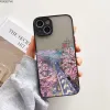 Blossoms de cerisier rose peint Case de téléphone pour iPhone 11 14pro max 13 12 xr 15 7 SE20 8Plus Anime Street View Hard Mate Coque Coque