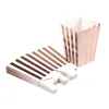 6/12pcs Rose Gold Dot Wave Striped Paper Popcorn Box Candy / Sanck Favor Bag Otmas Wedding Kid Birthday Party Fête