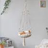 Gran hamaca de gato macrame, macrame colgante columpio gato cesta de cama para perro accesorios para mascota accesorios de gato de perro