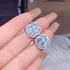 Pendientes colgantes Aquamarina natural 925 Silver Hoop Blue Gemstone Solid Sterling Simple for Women