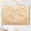 100pcs Card de mariée et du marié Coupure de mariée Carte de mariage Love Lace Pocket Personnalisez l'imprimerie Invite Card Party Favor Decor