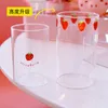 300 ml tasse en verre mignon de fraise avec paille créative transparente tasse d'eau étudiante lait à chaleur en verre résistant à la chaleur en verre tasse en verre