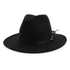 Qbhat kvinnor män bred grim ull filt jazz fedora hattar panama stil cowboy trilby party formell klänning hatt stor storlek gul vit 240410