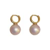 Zircon Inlaid Pearl Geometric French Style Personalized Temperament Ear Buckle Light Fashion High-end Feeling Earrings