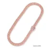 Chaîne cubaine rose 12 mm Iced Out Ringestone Alliage zinc Rose Gol Placing Miami Collier de chaîne de liaison cubaine