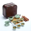 Viaggio portatile in stile cinese teiera ceramica tè da tè in porcellana set da tè fatto a mano Teapot Kettle bevande da tè vassoio da tè