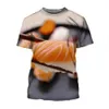 Nouveau t-shirt imprimé 3D Poisson de sushi délicieux modèle de nourriture délicieuse