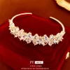 Real Gold Electroplated Light Zircon Flower Open Bracelet From South Korea Sweet, Fashionable, and High End Feel Bracelet, Elegant Handicraft for Women