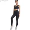 Yoga Outfits European And American Seamless Yoga Clothes Womens Suit Ins Threaded Sports Fitness Trousers Zechuang V-neck Square Collar Vest Y240410