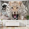 Snow Leopard Tapestry Wall Hanging Animal Psychedelic Mystery Dormitory Living Room Background Cloth Decor