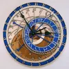 Prague Astronomical Wooden Large Wall Clock Home Decor Quartz Vintage Clock 12 Size Silence Living Room Decorative Hanging Watch T322m