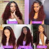 1B / 99 Colored Curly Human Heum Hair Bundles with Close Ombre Embre Deep Water Wave Hair Pack avec Frontal Fermed 5x5 6x6 HD Lace