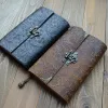 Planerare präglade mönster Soft Leather Travel Notebook med lås för nyckel Notepad Kraftpapper för skissskrivning Drop Shipping