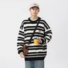 Men's Sweaters Japanese Style Retro Striped Thick Needle Sweater Fall And Winter Round Neck Pullover Couple Knit Outerwear