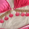 الوردي مثير بيكينيس 2024 ملابس السباحة مع أحجار الراين للنساء ملابس أنثى أنثى بيكيني بيتش بيتش تسبح لبس الدعاوى الاستحمام بركة بركة 240409