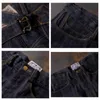 Herr jeans randig hög midja selvedge denim byxor breda ben robust stil vintage