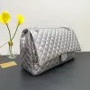 Stylowa damska torba na ramię na ramię na lotnisku 46 cm cielęta Diamentowa kratę złota srebrna sprzętowa metalowa klamra luksusowa torebka łańcuch matelasse torby crossbody duża pojemność