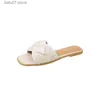 Sandali di pantofole design francese sentendo sandali a fondo piatto per abbigliamento estivo femminile 2024 Nuovo stile casual di nicchia in stile fata H240410