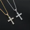 Hip Hop Iced Out Lab Diamond Cross Pendant Collier Gold Silver plaqué micro-pavé Cubic Zircon Mens Bling Jewelry Gift244G