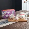 Japonais Lucky Cat Porcelain Tea Set Creative Fortune Cat CeraCic Tea tasse Pot avec passoire Beau Plutus mignon Cat Tas Tasse