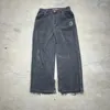 Jeans pour femmes y2k baggy jnco vintage noir billard graphique hip hop goth streetwear hommes femmes harajuku 2000 pantalon de jambe large