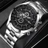 Wristwatches Silver Watches For Men Luxury Fashion Design Stainless Steel Watch Quartz Men's Gift Montre Homme Relogio Masculino No Box