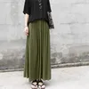 Röcke Sommer Baumwollverzeritrock Frauen lässig große Schwung Elastische Taille Korean Long Faldas Flowy Retro Solid Color Maxi