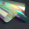 Laser iriserande holografisk film klar transparent PVC -tyg läder regnbågsfilm glänsande vinylmaterial diy bow hantverk väska
