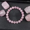 Bracelet de perle à cristal rose naturel de brin