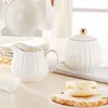 Klassisk europeisk stil vit porslin sockerskål och grädde krukor set mjölk kanna café kaféer kit godis burkar krydda behållare