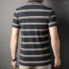 Men's Polos Men Stripes Polo Tops Tops Manga curta para Algodão Casual de Verão 3 Cor Pink Verde Preto Macho Menas Roupas 00637