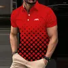 Polos maschile uomini estivi casual round dot 3d digitale con stampa corta polo a maniche corte.